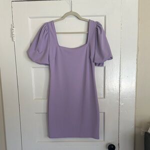 Lavender Puff Sleeve Bodycon Dress